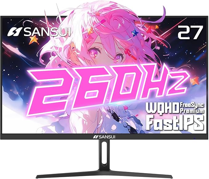 SANSUI 27 Inch WQHD 1440p Gaming Monitor 240hz up to 260hz-Fast IPS 1ms by SANSUI