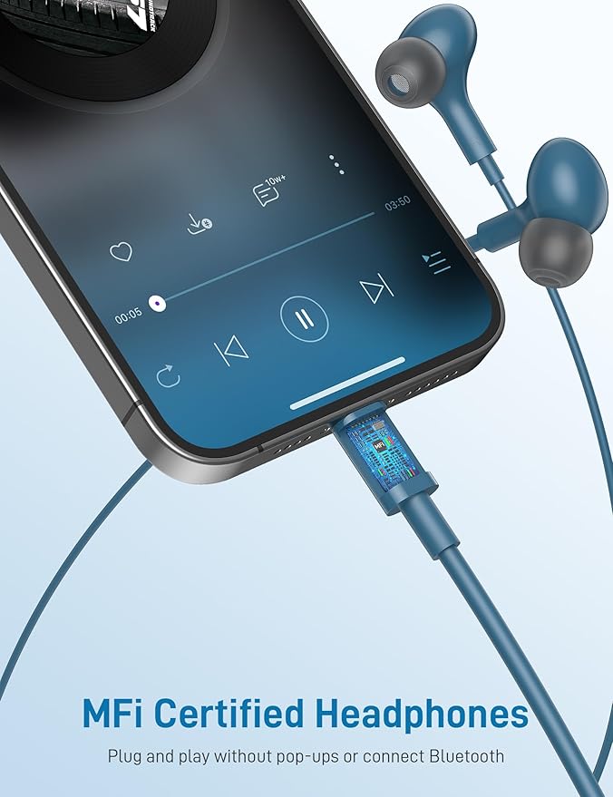 iMangoo for Apple MFi-Certified Headphones for Lightning Wired Earbuds Magnetic - Image 2