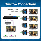 OREI 1x4 HDMI Extender Splitter Multiple Over Single Cable CAT6/7 1080P - Image 4
