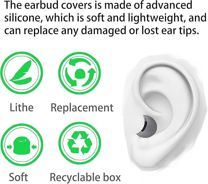 Replacement Earbud Tips Ear Bud Covers Silicone Eartips Fit Most in-Ear Earbuds - Image 4