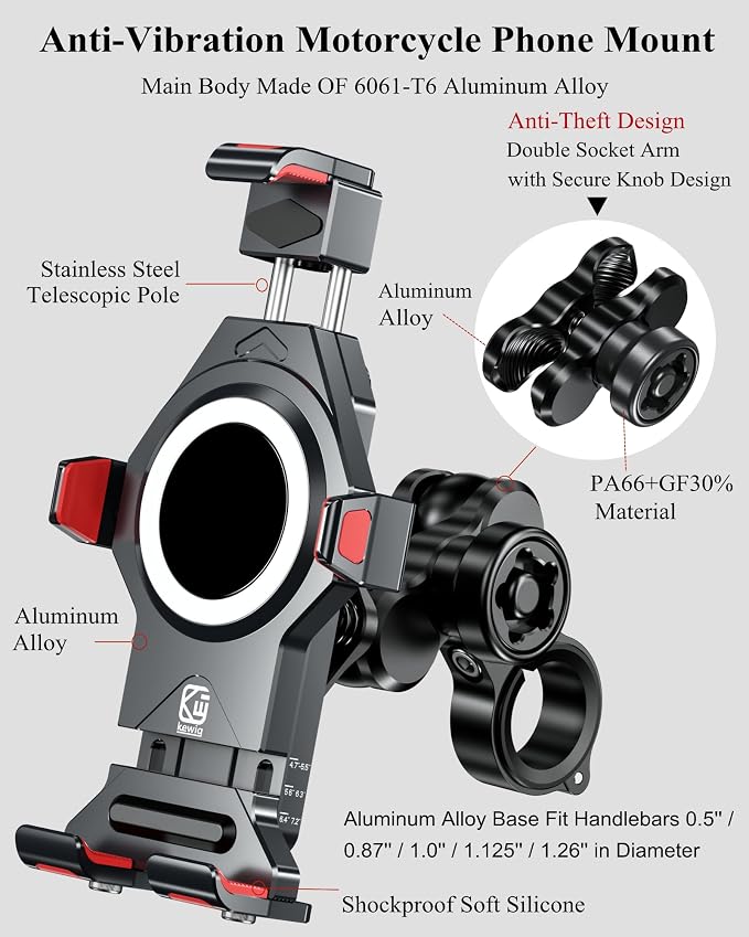 BRCOVAN Aluminum Alloy Motorcycle Phone Mount - Image 2