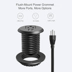 Jgstkcity Desktop Power Grommet, 2 inch, 1 AC Outlet and 2 USB Ports, 6.56ft - Image 2