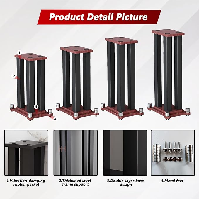 A Pair of Universal Speaker Stands, Heavy Duty Speaker Stands Holds Bookshelf - Image 3