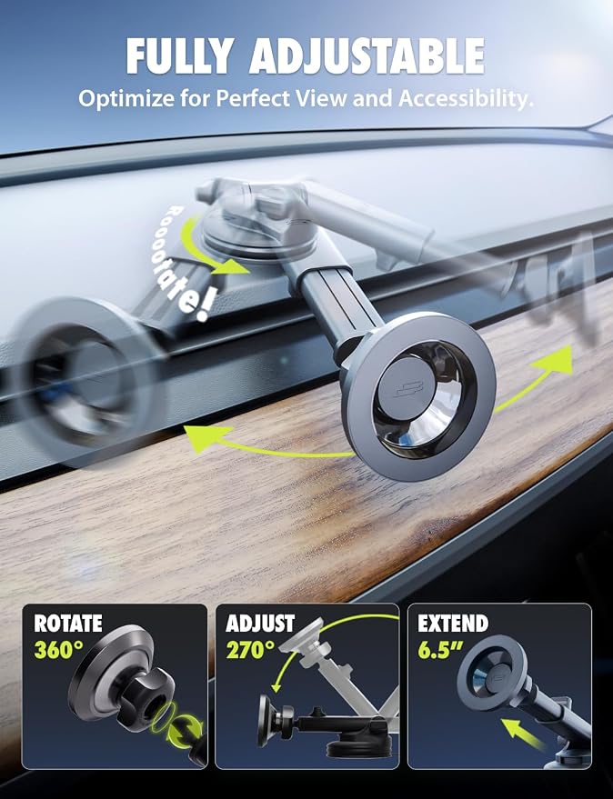 Bracketron MagSafe Car Mount, MagAlign Pro Extend Magnetic Phone Holder - Image 4