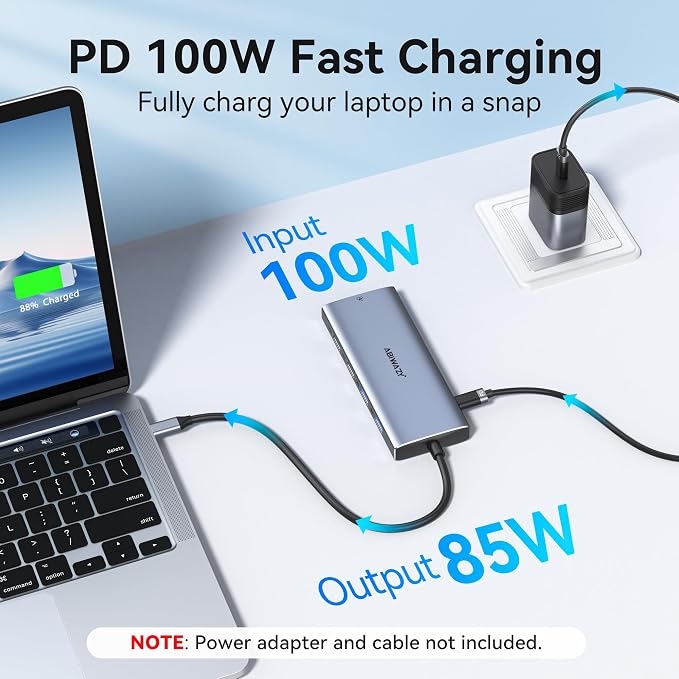 USB C Hub Adapter for MacBook Pro Air, 10 in 1 USB C to USB HDMI Ethernet Hub - Image 6