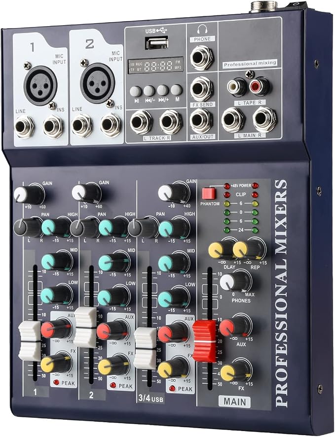Dj Mixers 4 Channel Audio Mixer Sound Board by jindaaudio
