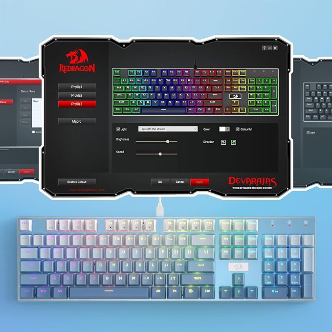 Redragon K556 SE RGB LED Backlit Wired Mechanical Gaming Keyboard, Aluminum Base - Image 8