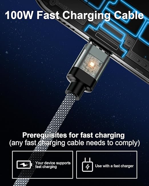 ZBF 100W USB C Magnetic Charging Cable, 2 in 1 Charger Cable - Image 2