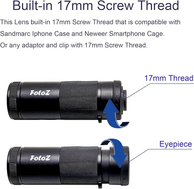 FotoZ 8X Monocular Telescope for iPhone & Android and Most Smartphone, - Image 2