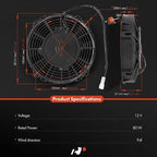 A-Premium 7.5'' 7.5 inch Slim Fan Pull Universal Electric Radiator Cooling Fan - Image 2