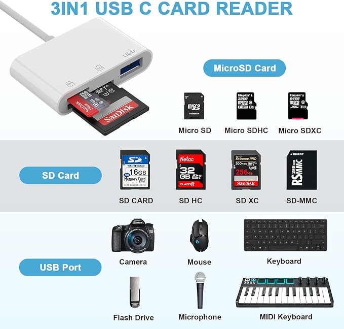 SD Card Reader USB C, USBC to Micro SD Memory Card Adapter Dual Slots - Image 2
