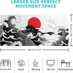 Japanese Red and Black Wave Gaming Mouse Pad Extended Large Mouse Mat Desk Pad - Image 2