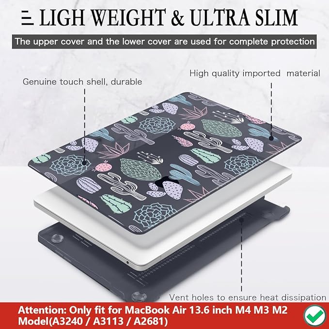 CISSOOK Laptop Hard Shell Case for MacBook Air 13.6 Inch Case 2025 2024 2022 - Image 4