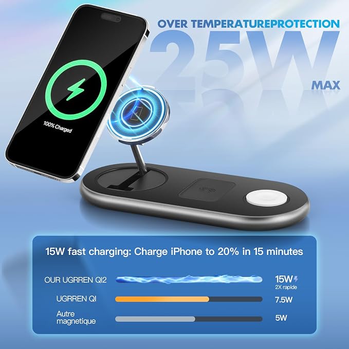 Wireless Charger iPhone Apple Qi2 Magsafe Charger 3 in 1 Charging Station Apple - Image 3