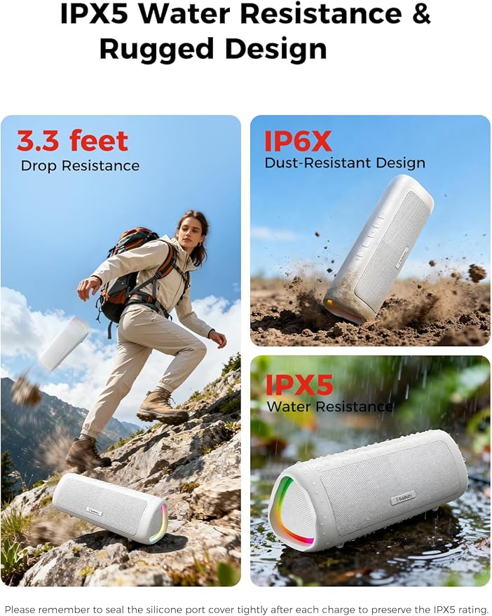 Bluetooth Speaker, 20W HD Sound, Portable Wireless, IPX5 Waterproof, - Image 4