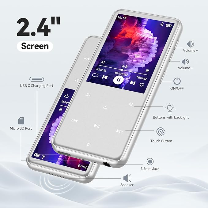 AGPTEK 64GB MP3 Player with Bluetooth, M3 2.4 inch Music Player with Speaker - Image 5