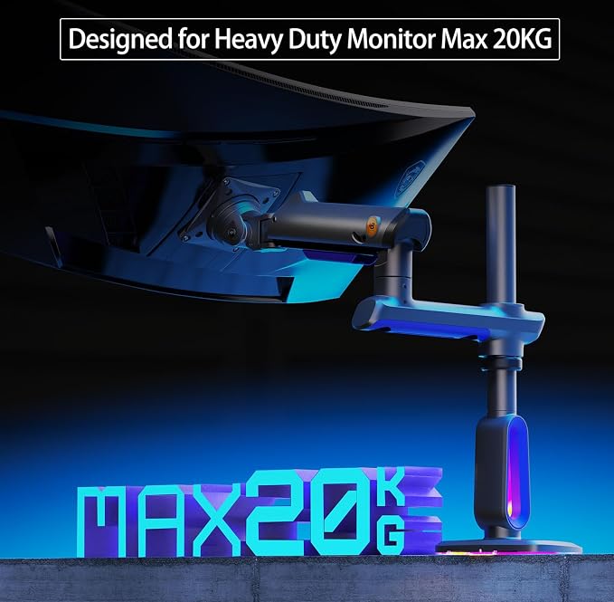RGB Gaming Monitor-Arm for Flat/Ultrawide/Curved Monitors 32 to 60 inch - Image 7