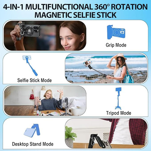 4-in-1 Multifunctional Magnetic Selfie Stick, Portable Pocket Size Selfie Stick - Image 2