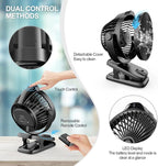 Small Clip on Fan with Remote Control | 8000mAh Battery | 5 Speeds | 5" - Image 6