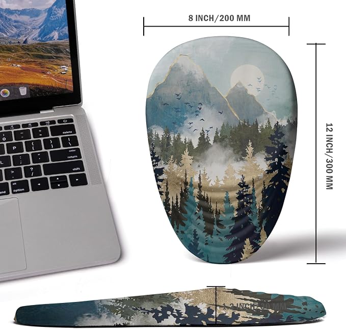 Ergonomic Mouse Pad with Wrist Rest Support, Memory Foam & PU, Forest Sunrise - Image 4