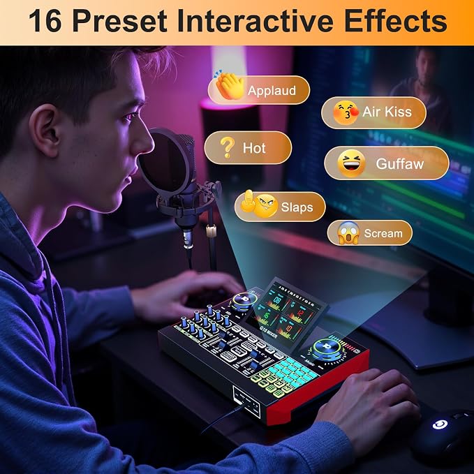 Audio Mixer, Sound Board for Pc/Phone Live Streaming Singing Gaming, Sound - Image 7