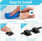 100PCS Adhesive Cable Clips, Wire Holder Organizer Cord Management, Cable - Image 4