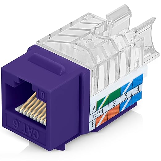 Everest 45° Angled RJ45 Cat6 Keystone Jacks 20-Pack in Purple by EverestMediaSolutions