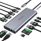 USB C Hub USB-C Docking Station Dual Monitor 14 in 1 Triple Display Multiport by ABIWAZY
