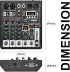 4 Channel Podcast Audio Mixer, Compact Mixing Console - Image 8