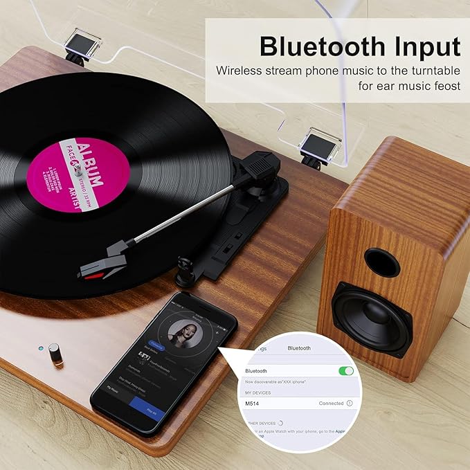 Record Player for Vinyl with 30W Speakers Upgraded，3-Speed can Play - Image 2