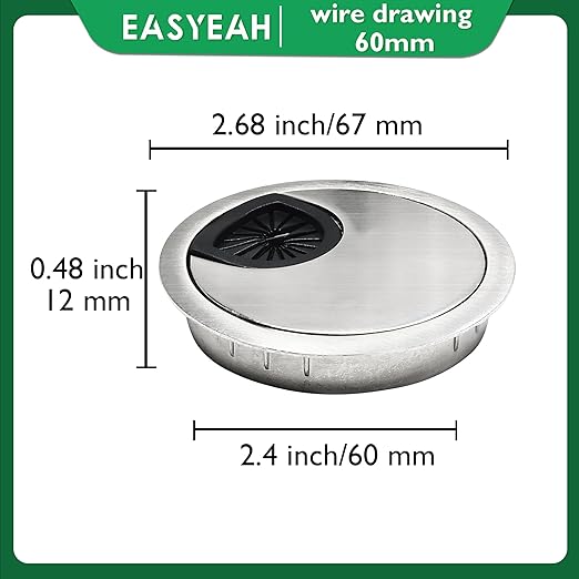 1 Pcs Desk Grommet 2-3/8" / 60 mm, Desk Cord Hole Cover, Cable Grommet Metal - Image 8