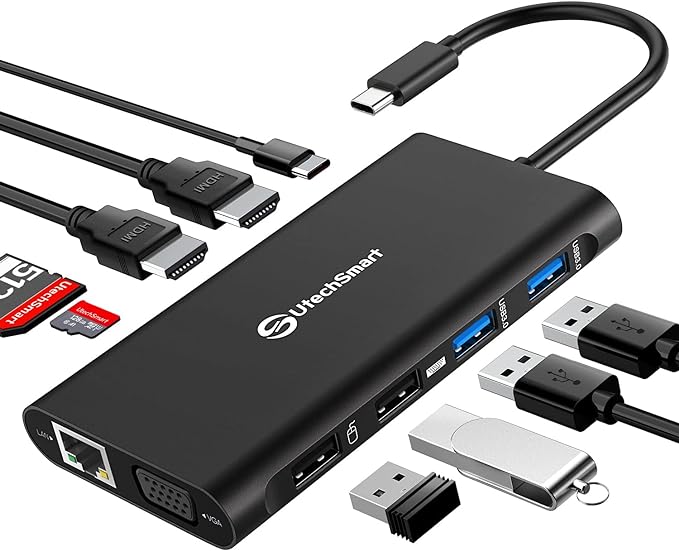 UtechSmart Triple Monitor USB-C Laptop Docking Station by UtechSmart