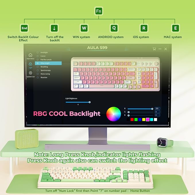 AULA S99 Gaming Keyboard, Wireless Computer Keyboards, Tri-Mode - Image 4