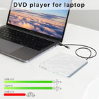 External CD/DVD Drive for Laptop, USB CD Drive, USB C Plug and Play Optical - Image 3