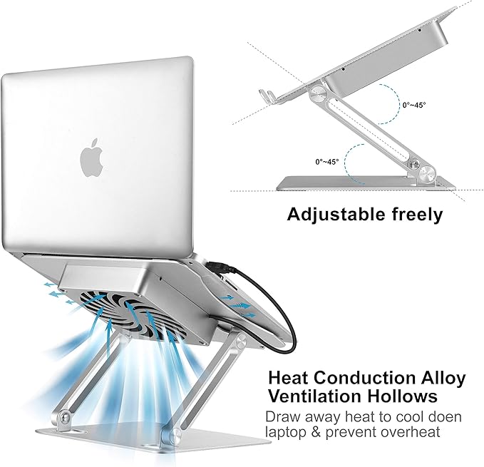 Adjustable Laptop Stand with Cooling Fan, Aluminium Alloy Multi-Angle Computer - Image 6