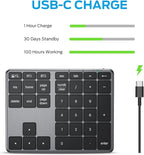 iClever Bluetooth Number Pad, Aluminum 34-Key Wireless Numeric Keypad, USB-C - Image 3