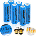 Henreepow AA 3.2v Solar Rechargeable Batteries, LiFePo4 Double A 600mAh 3.2v by HENREEPOWBATTERY
