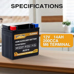 Weize AUX14 AGM Auxiliary Battery, 36 Months Warranty, BCI Group 400 Battery - Image 2