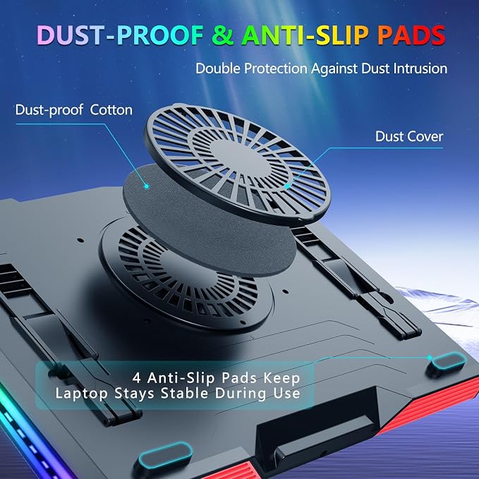 LIANGSTAR Gaming Laptop Cooling Pad, RGB Laptop Cooler - Image 5