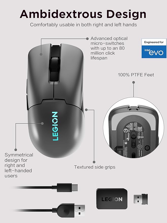 Lenovo Legion M600s RGB Wireless Gaming Mouse – 19, 000 DPI, 6 Programmable - Image 5