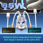 65W Car Phone Charger USB C, 5 Pack 4-Port Cigarette Lighter Adapter, 12V USB C - Image 3