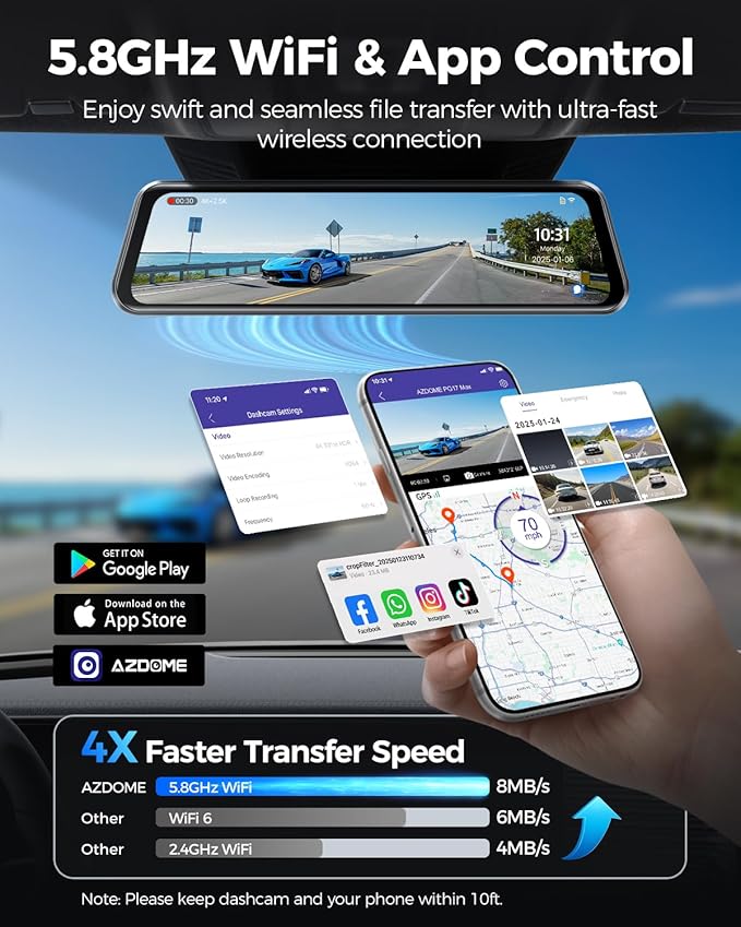 AZDOME PG17 Max 4K+2.5K Mirror Dash Cam - Image 5