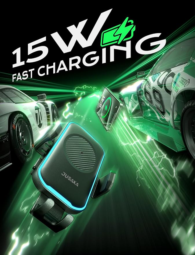 Wireless Car Charger, 15W Fast Charging Auto Clamping Car Phone Holder Mount - Image 2