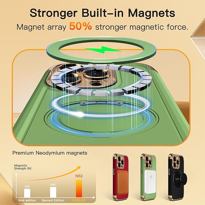 COOLQO for iPhone 15 Pro Max Case 6.7'' Upgraded 360° Spin Magnetic Stand - Image 4