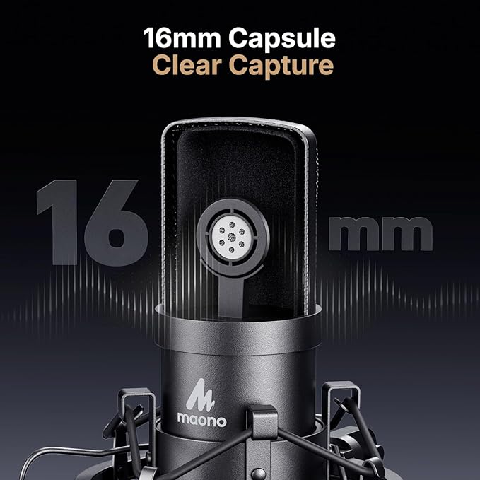 USB Microphone, MAONO 192KHZ/24Bit Plug & Play PC Computer Podcast Condenser - Image 4