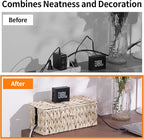 Cable Management Box, Boho Decorative Handwoven 2 Open Slots Cord Organizer - Image 9