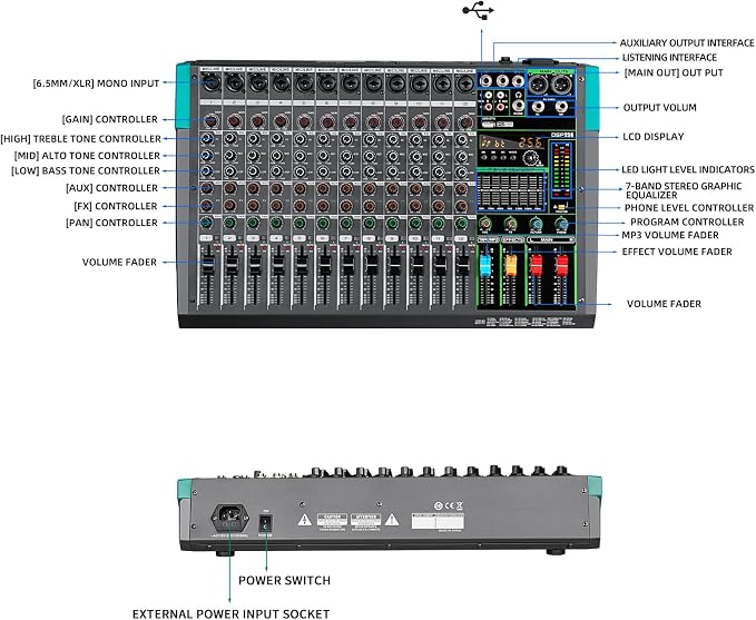 Depusheng PA12 Professional Audio Mixer Sound Board Console Desk System - Image 8