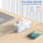Power Strip Surge Protector, 5Ft Flat Plug Extension Cord - Image 3
