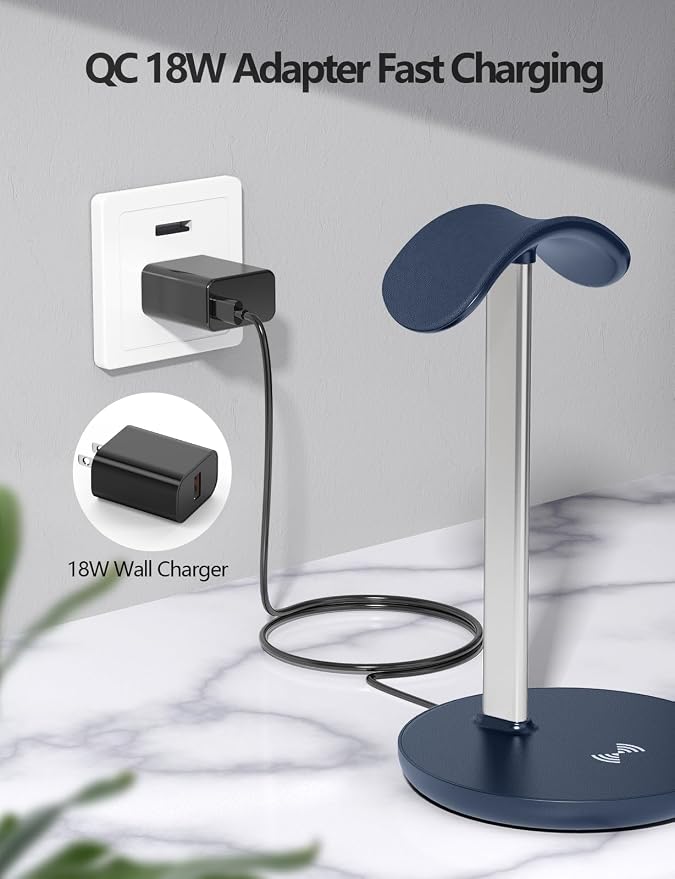 Miroddi Headphone Stand with Wireless Charger, Independent USB Charging Port - Image 7