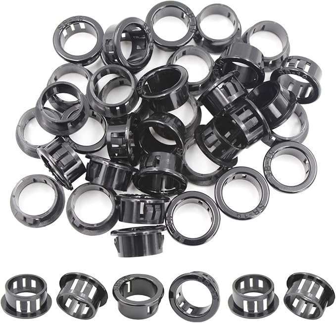 3/4" Black Snap-in Knockout Insulating Bushing Grommets, Plastic Cable Hole by EASYEAH